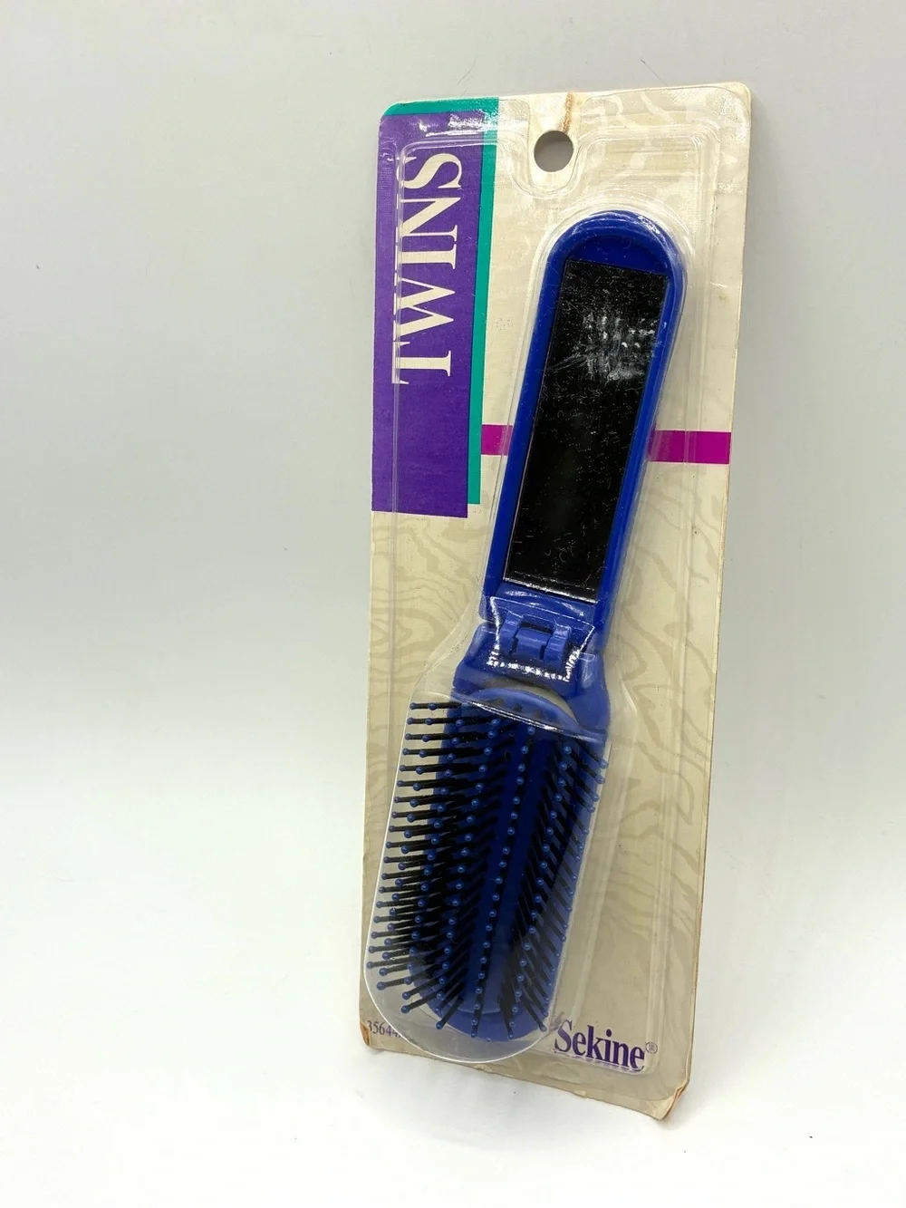 Vintage 1992 Sekine Twins Folding Hair Brush Mirror Blue NOS Sealed